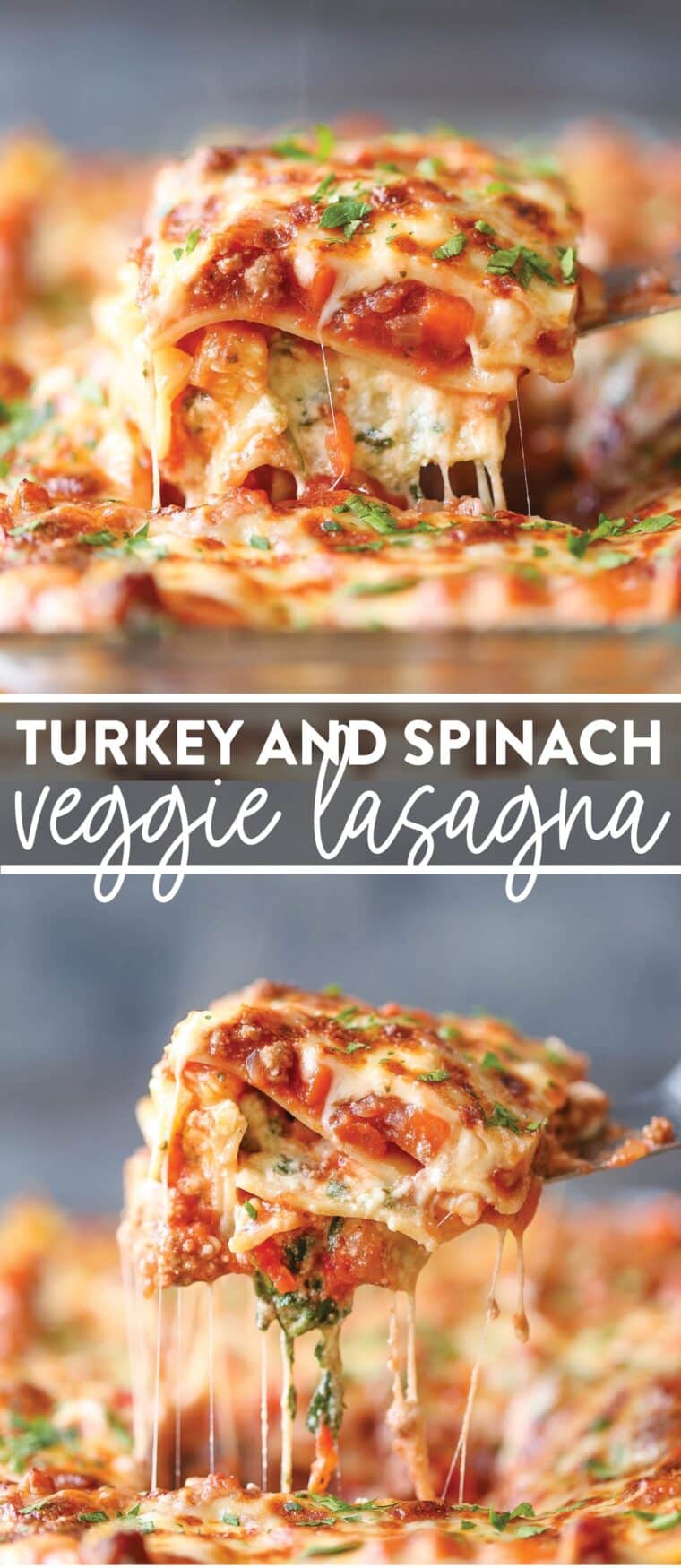 Turkey and Spinach Veggie Lasagna - VEGETABLE LASAGNA! A healthier alternative to meat lasagna without compromising taste. So cozy, so hearty, and packed with feel-good veggies.