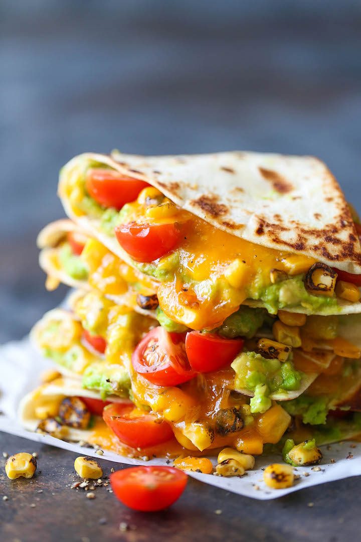 Guacamole Quesadillas - A quick go-to meal with only 5 ingredients! This can be served as an appetizer, side, light lunch or even a main! Sure to be a hit!
