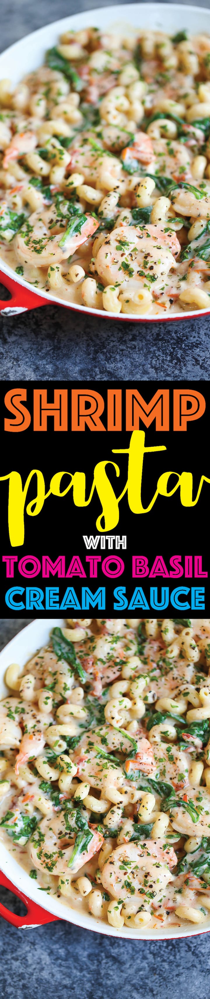 Shrimp Pasta with Tomato Basil Cream Sauce - Unbelievably CREAMY and just melt-in-your-mouth AMAZING!!! Loaded with sun dried tomatoes, spinach and basil. 