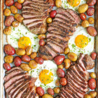 Sheet Pan Steak Eggs and Potatoes