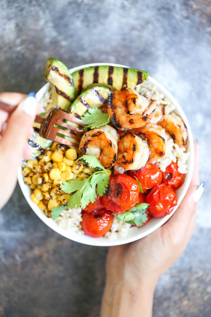 Grilled Honey Garlic Shrimp Bowls