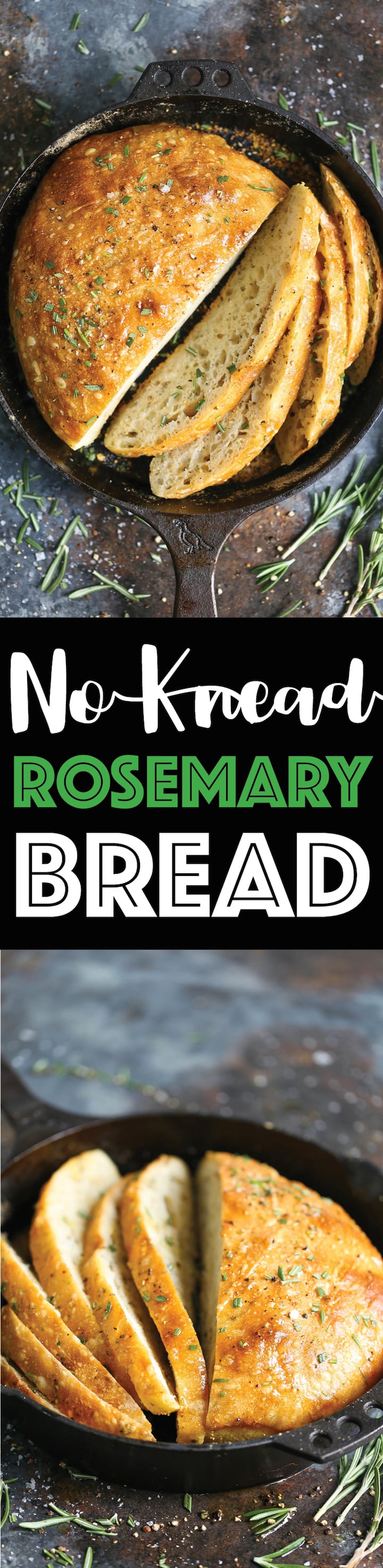 No Knead Rosemary Bread Recipe - A basic, FOOLPROOF homemade bread recipe here! Anyone can make this! And the bread comes out just perfect!