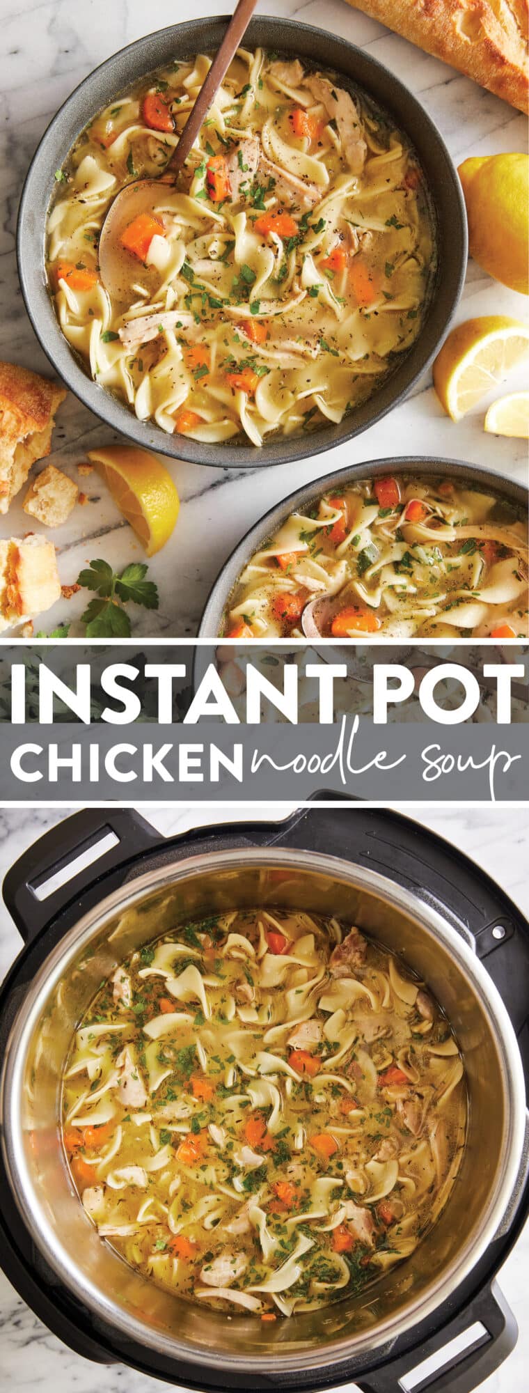 Instant Pot Chicken Noodle Soup - The easiest and BEST chicken noodle soup you will ever make in your IP! So cozy, so hearty, and so so good.