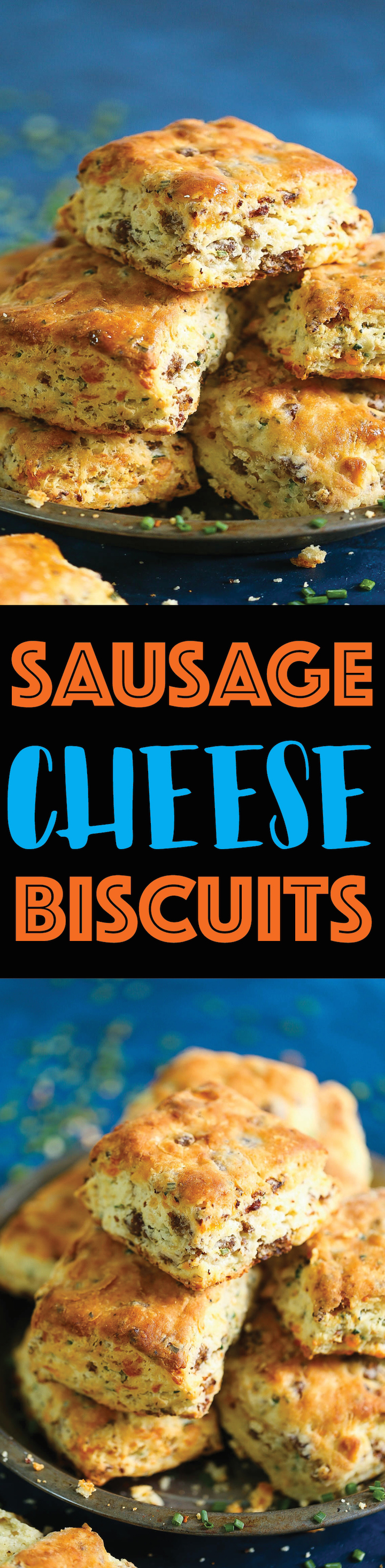 Sausage Cheese Biscuits - The most amazing breakfast biscuits ever! Loaded with fresh crumbled sausage chunks, sharp cheddar cheese and green onions. You will want this for breakfast every single morning!
