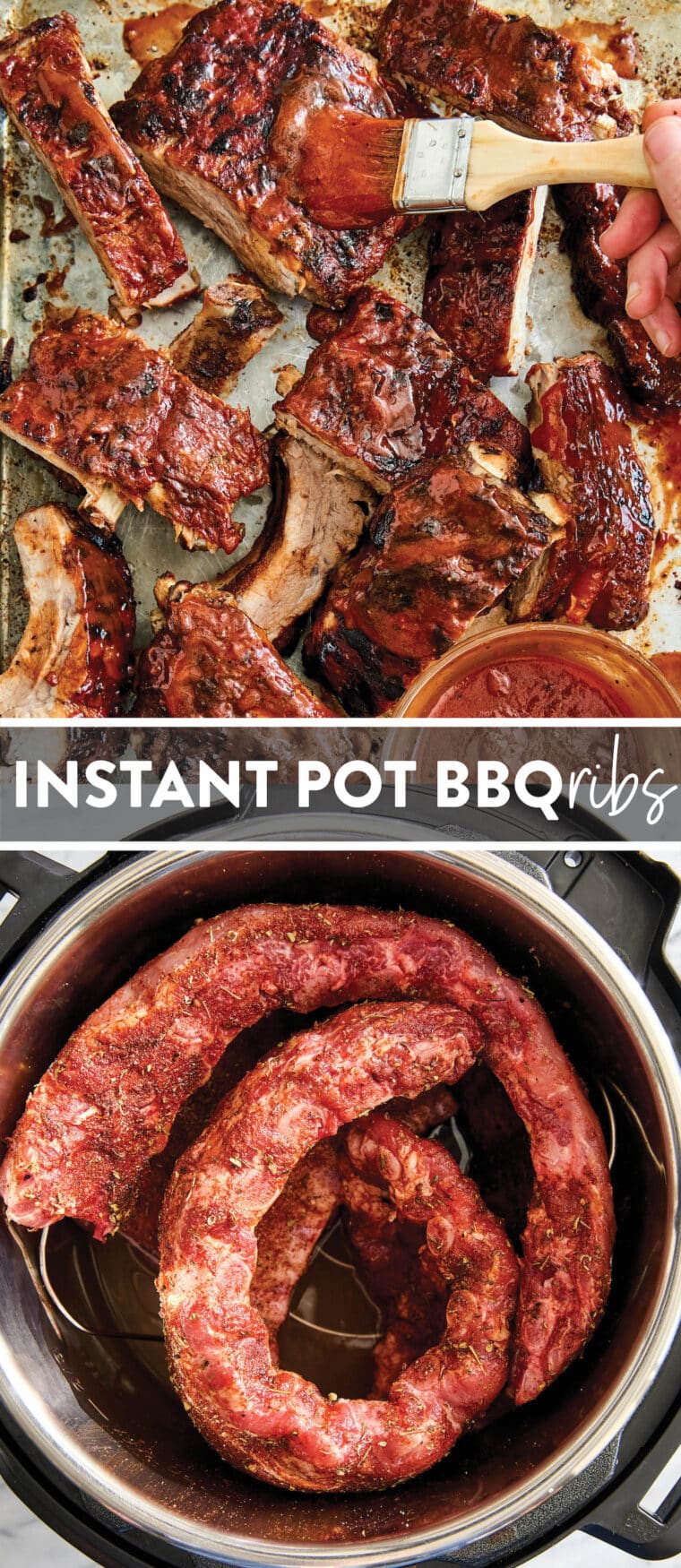 Easy Instant Pot BBQ Ribs - The easiest ribs ever made in less than 1 hr! So saucy, sticky, and tender, it just falls off-the-bone! So good.