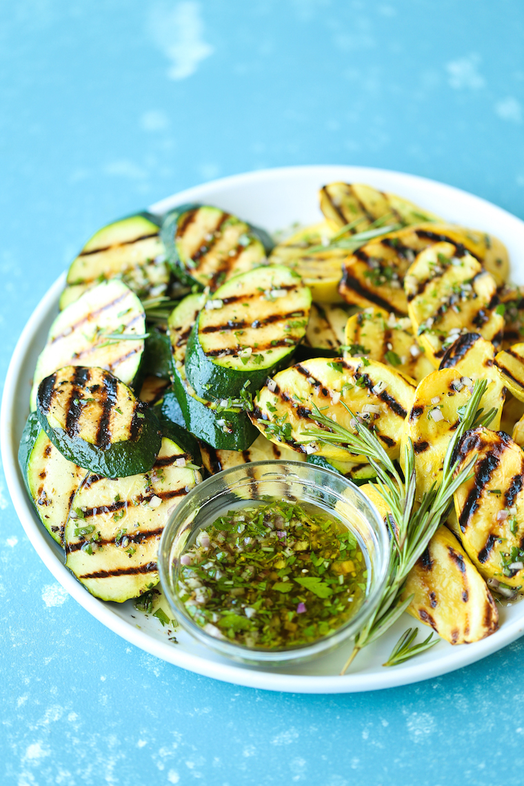 Grilled Garlic Herb Zucchini - An easy peasy summertime staple! The zucchini comes out perfectly garlicky, fresh, and crisp-tender - so simple yet so good!
