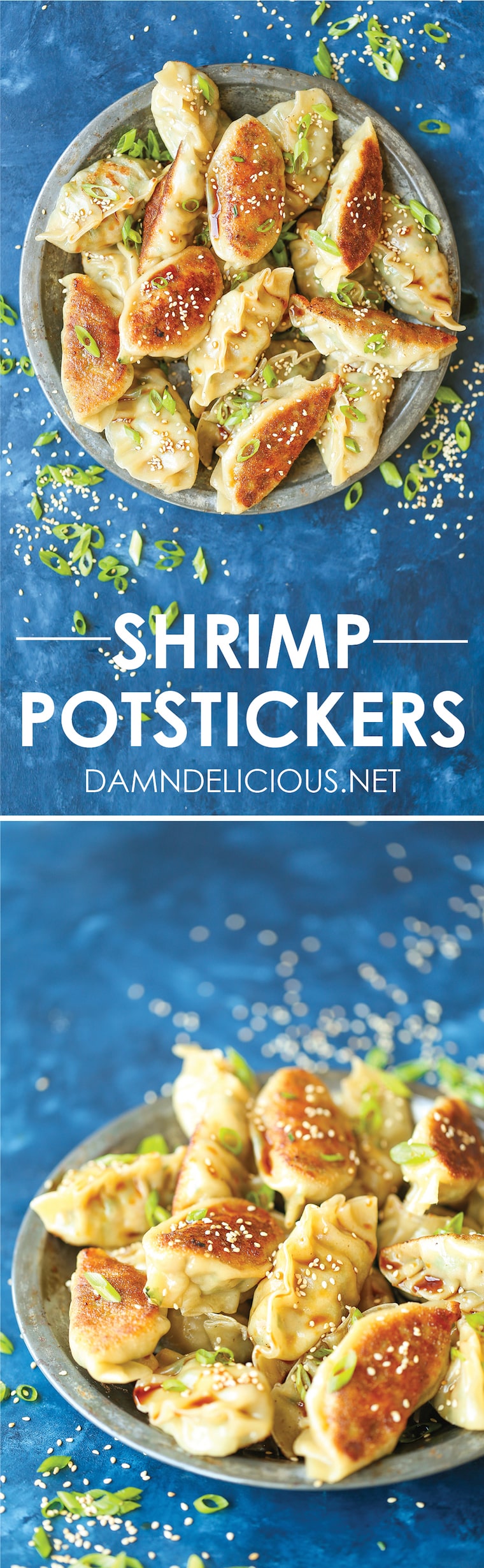 Shrimp Potstickers - Completely homemade, easy peasy freezer-friendly shrimp potstickers! Tastes just like your favorite take-out place, but even better!