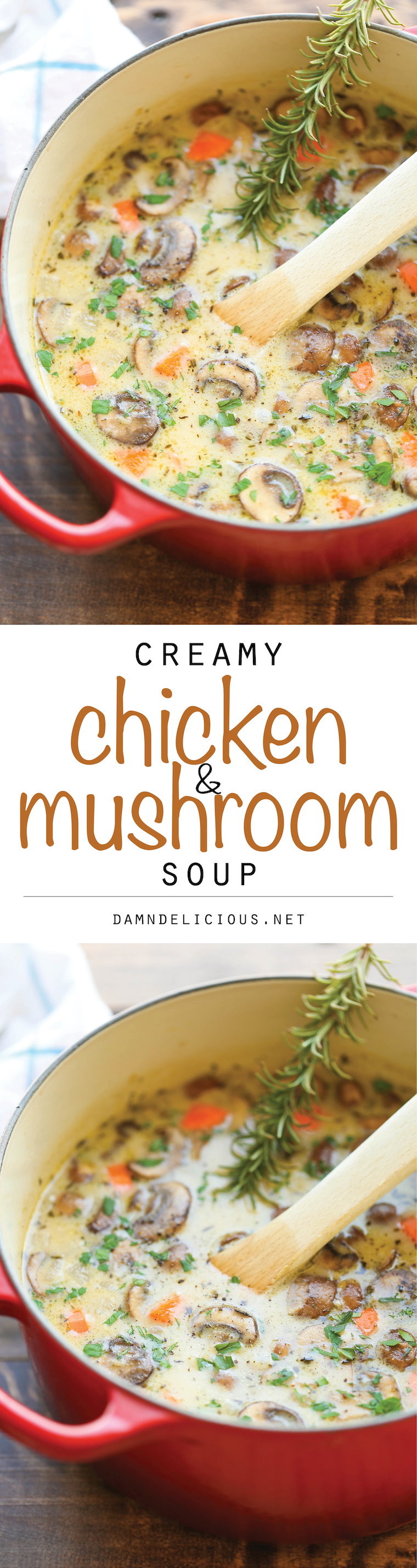Creamy Chicken Mushroom Soup - So cozy, so comforting and just so creamy. Best of all, this is made in 30 min from start to finish – so quick and easy!