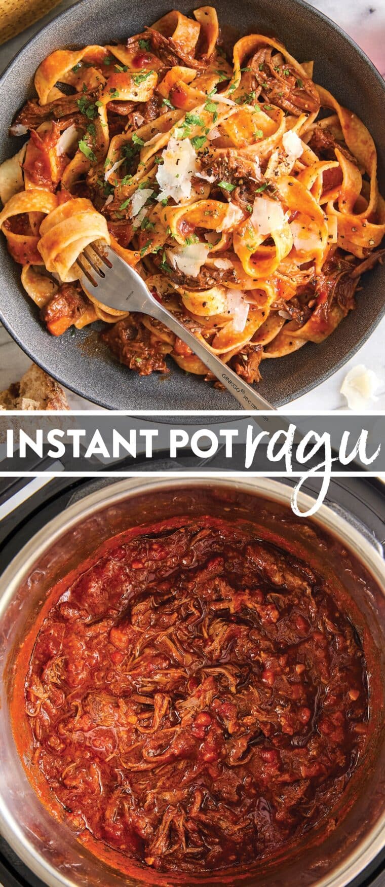 Instant Pot Ragu - The best beef ragu you can make in just a fraction of the time! And the beef is just melt-in-your-mouth, fall apart tender!