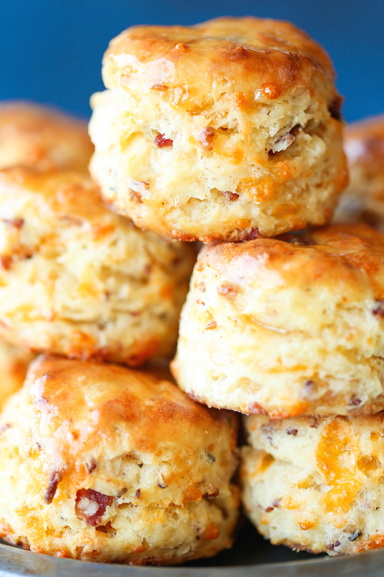 Maple Bacon Cheddar Biscuits - Soft, tender, oh-so-flaky biscuits the whole family will love! With crisp bacon and maple syrup, what could be better, right?