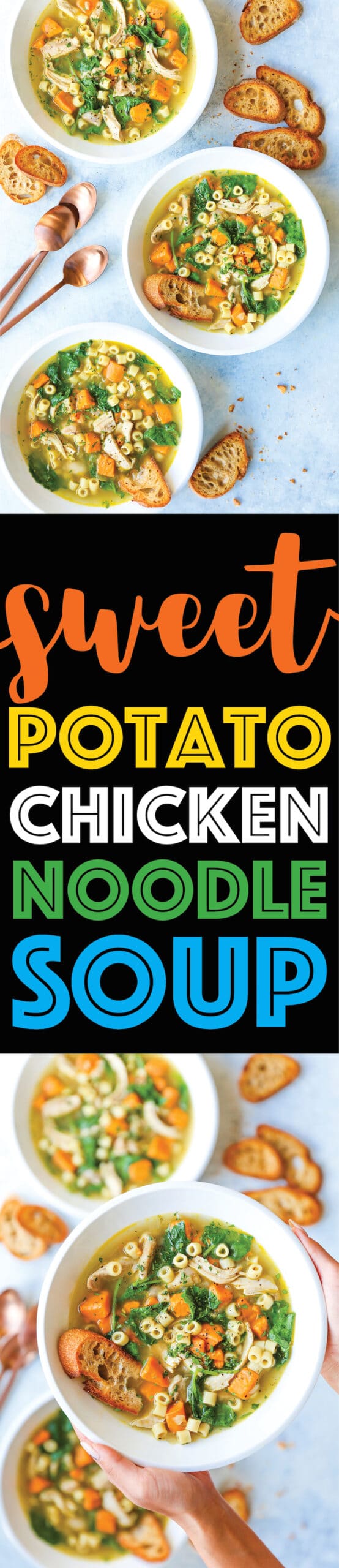 ​Sweet Potato Chicken Noodle Soup - A classic chicken noodle soup with a Fall twist! With tender chunks of sweet potato, this is pure comfort in a bowl!