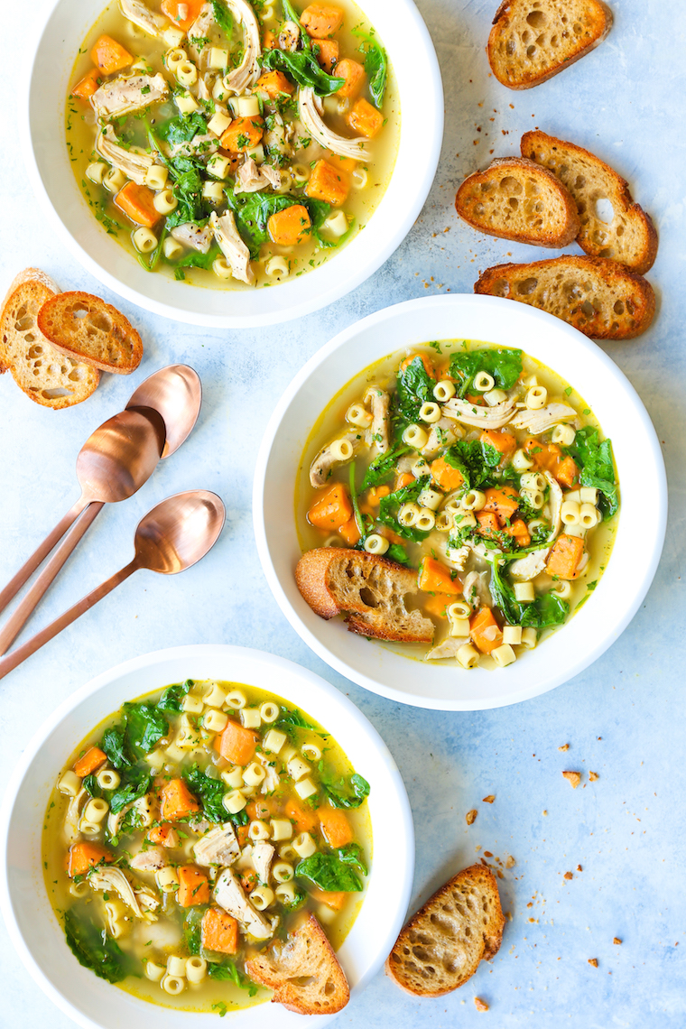 ​Sweet Potato Chicken Noodle Soup - A classic chicken noodle soup with a Fall twist! With tender chunks of sweet potato, this is pure comfort in a bowl!