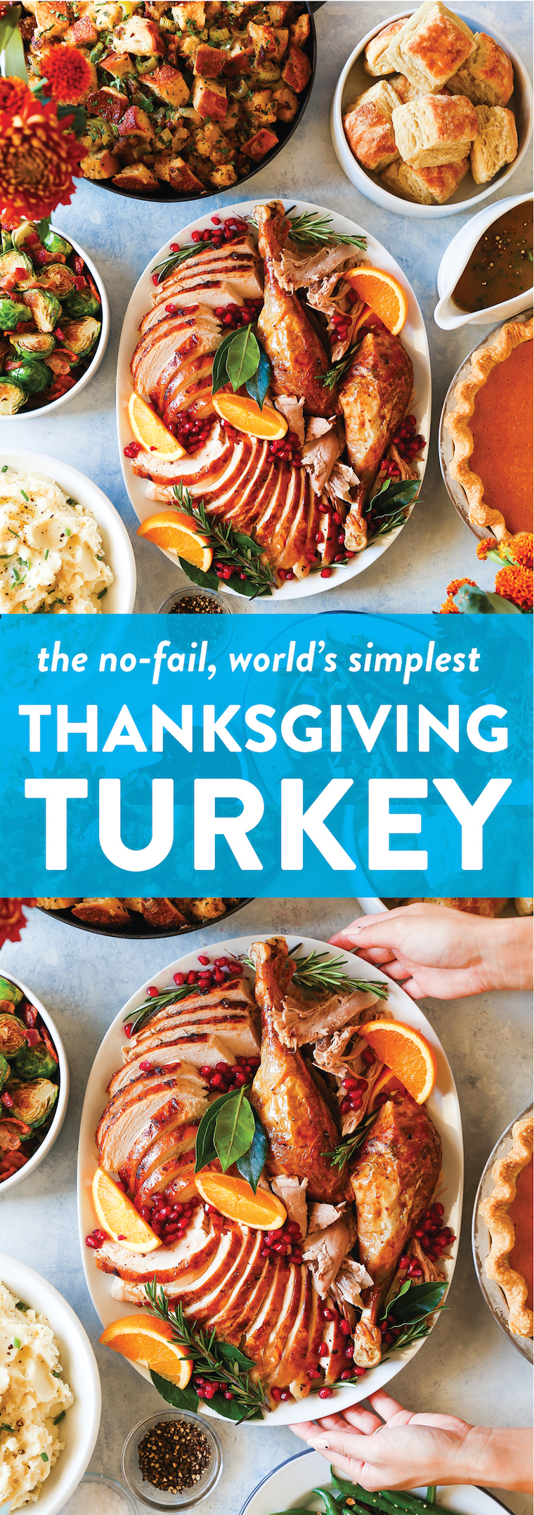 Easy Thanksgiving Turkey - The only recipe you will ever need! It's the world's simplest, no-fail, no-fuss turkey! Perfectly golden brown, juicy and tender!