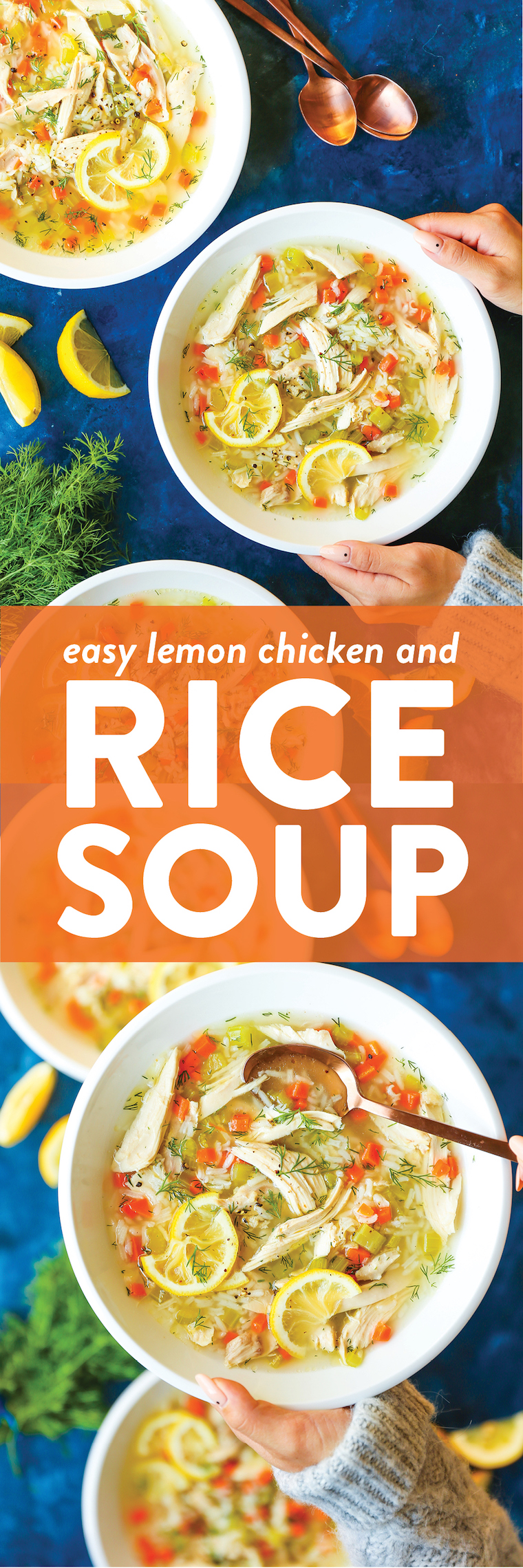 Lemon Chicken and Rice Soup - The best kind of comfort in a bowl! It's so cozy and heartwarming, using a whole chicken for the most amazing homemade broth!