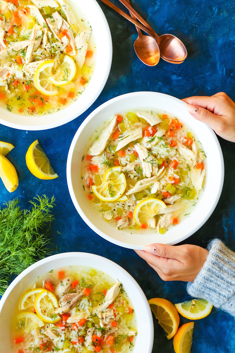 Lemon Chicken and Rice Soup - The best kind of comfort in a bowl! It's so cozy and heartwarming, using a whole chicken for the most amazing homemade broth!