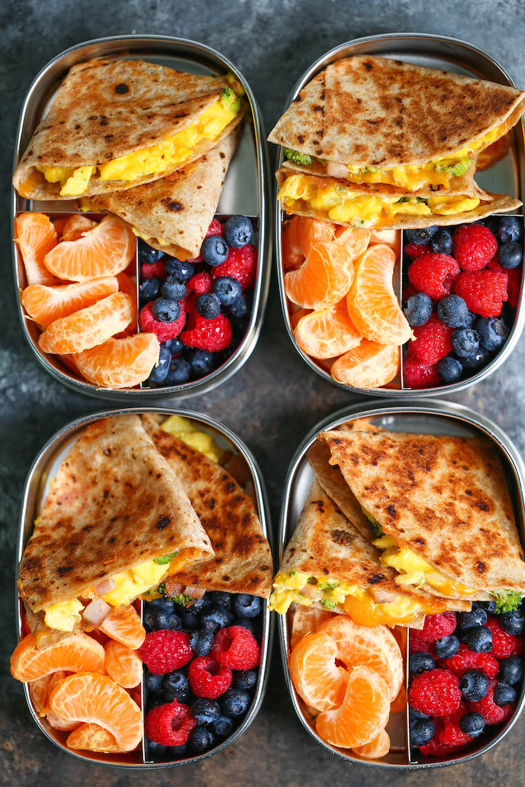 Ham, Egg, and Cheese Breakfast Quesadillas - Meal prep ahead of time so you can have breakfast done right every single morning! <300 calories