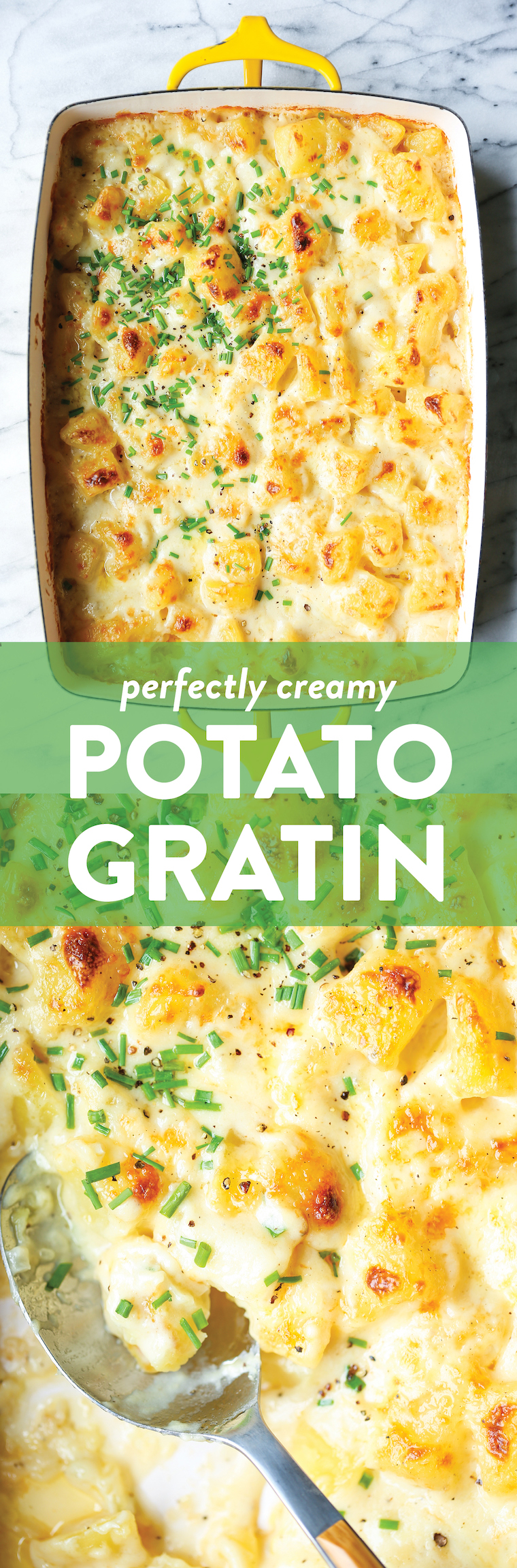 Creamy Potato Gratin - Guaranteed to be a crowd favorite side dish for dinners + holidays! So amazingly rich, creamy + buttery. Yes, please!