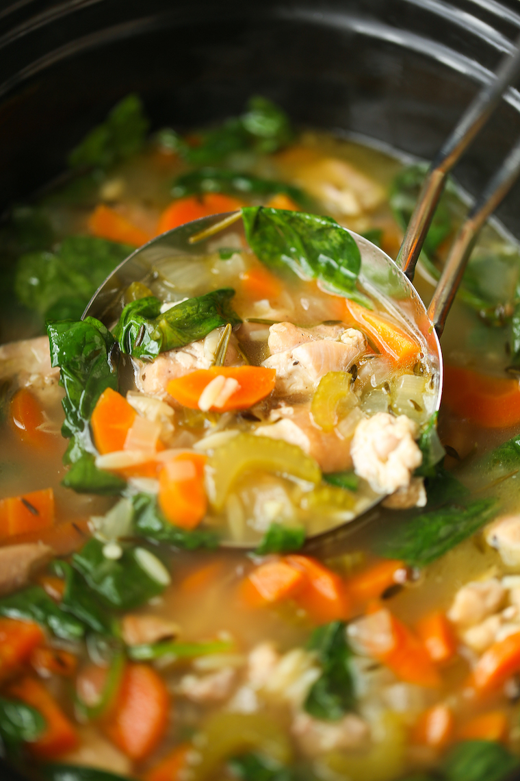 Slow Cooker Lemon Chicken Orzo Soup