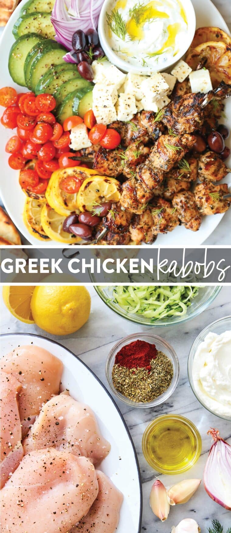 Greek Chicken Kabobs - Super juicy, tender chicken kabobs made with the best marinade! Olive oil, lemon juice, paprika, oregano, basil, thyme, garlic. SO GOOD.