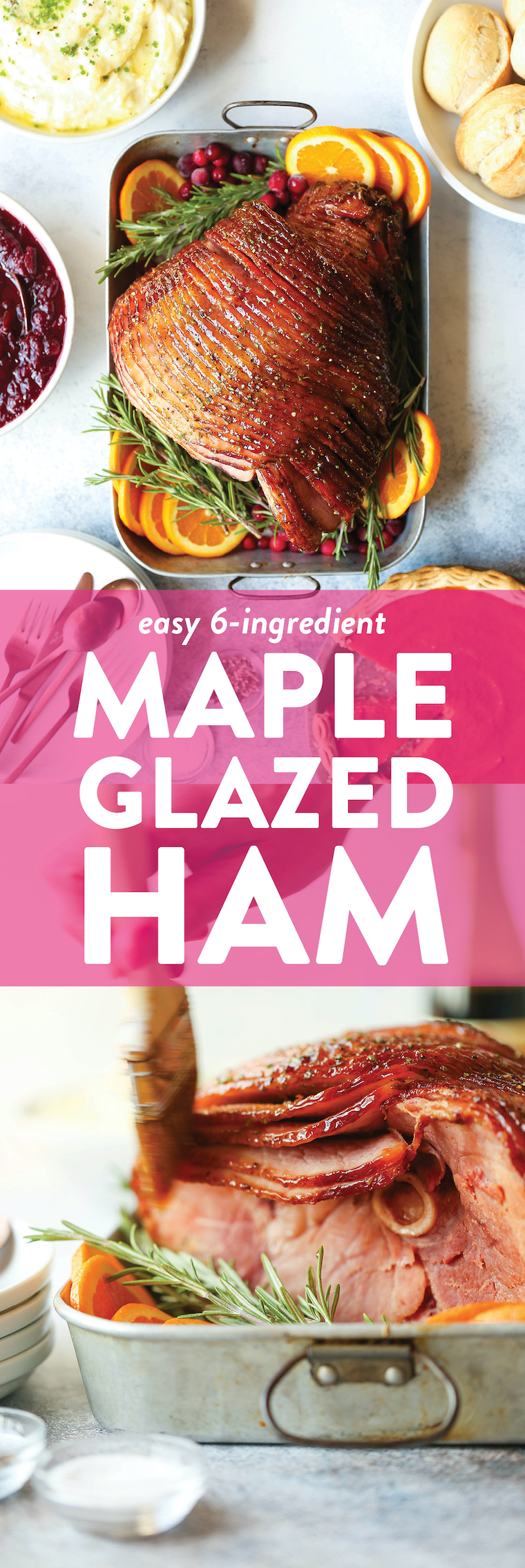 Maple Glazed Ham - Made with the most incredible maple, brown sugar glaze. With just a few ingredients, this will be a hit with everyone!