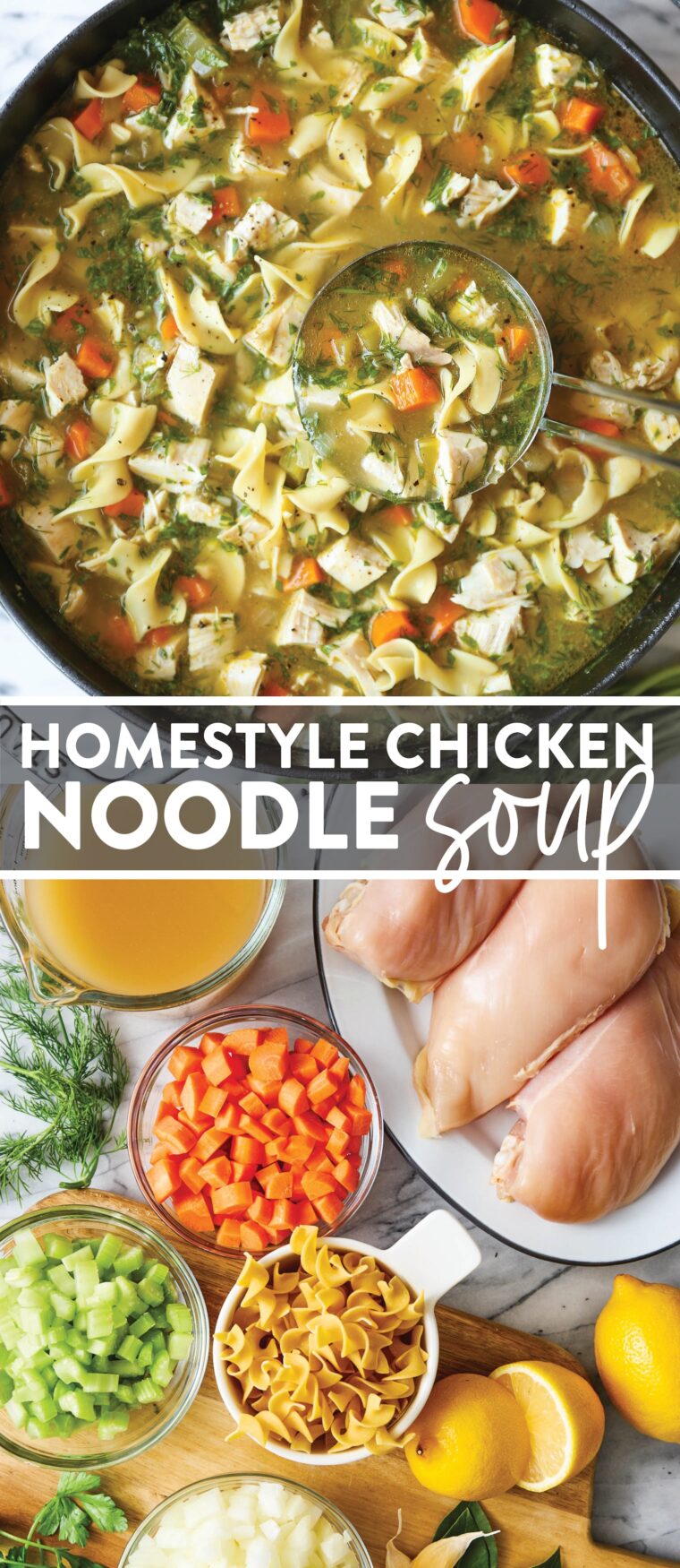 Homestyle Chicken Noodle Soup - Classic chicken noodle soup that will leave you feeling so warm + cozy! Perfect for sick days + cold nights!
