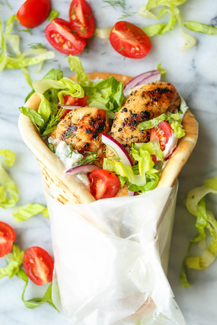 Greek Chicken Gyros - Easy, make-ahead Greek chicken gyros! Marinate the chicken overnight and serve with the best homemade tzatziki sauce!