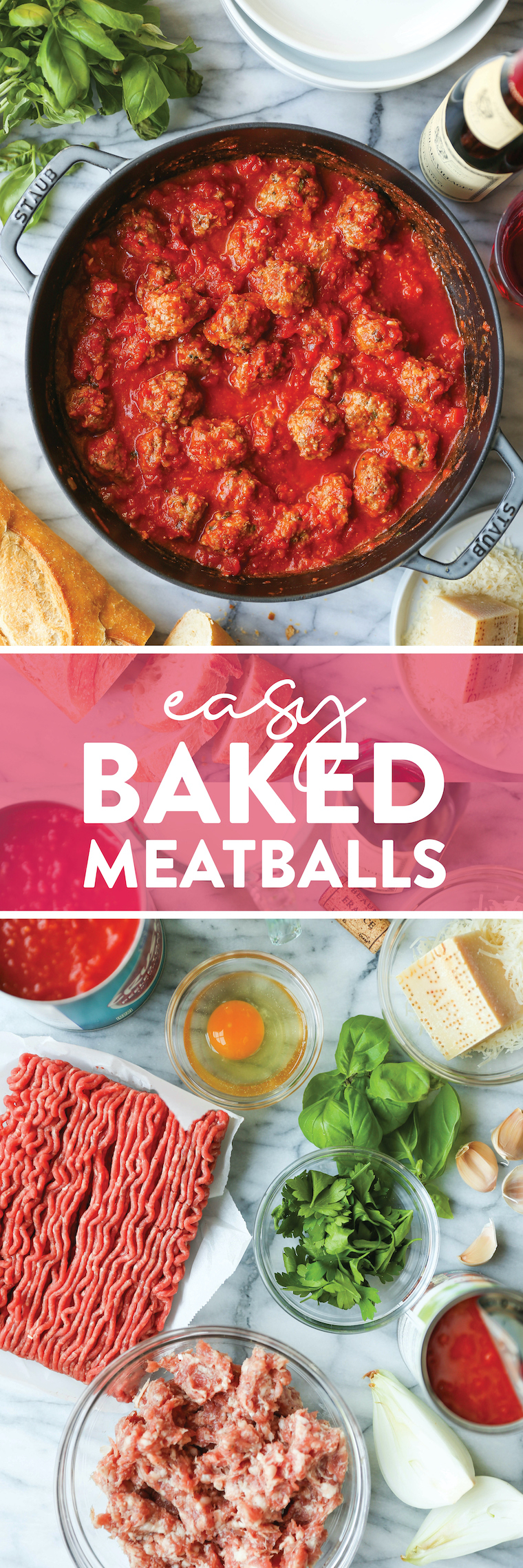 Easy Baked Meatballs - The ONLY meatball recipe you need! The meatballs come out so perfect and so tender. Serve on pasta, polenta, or subs!