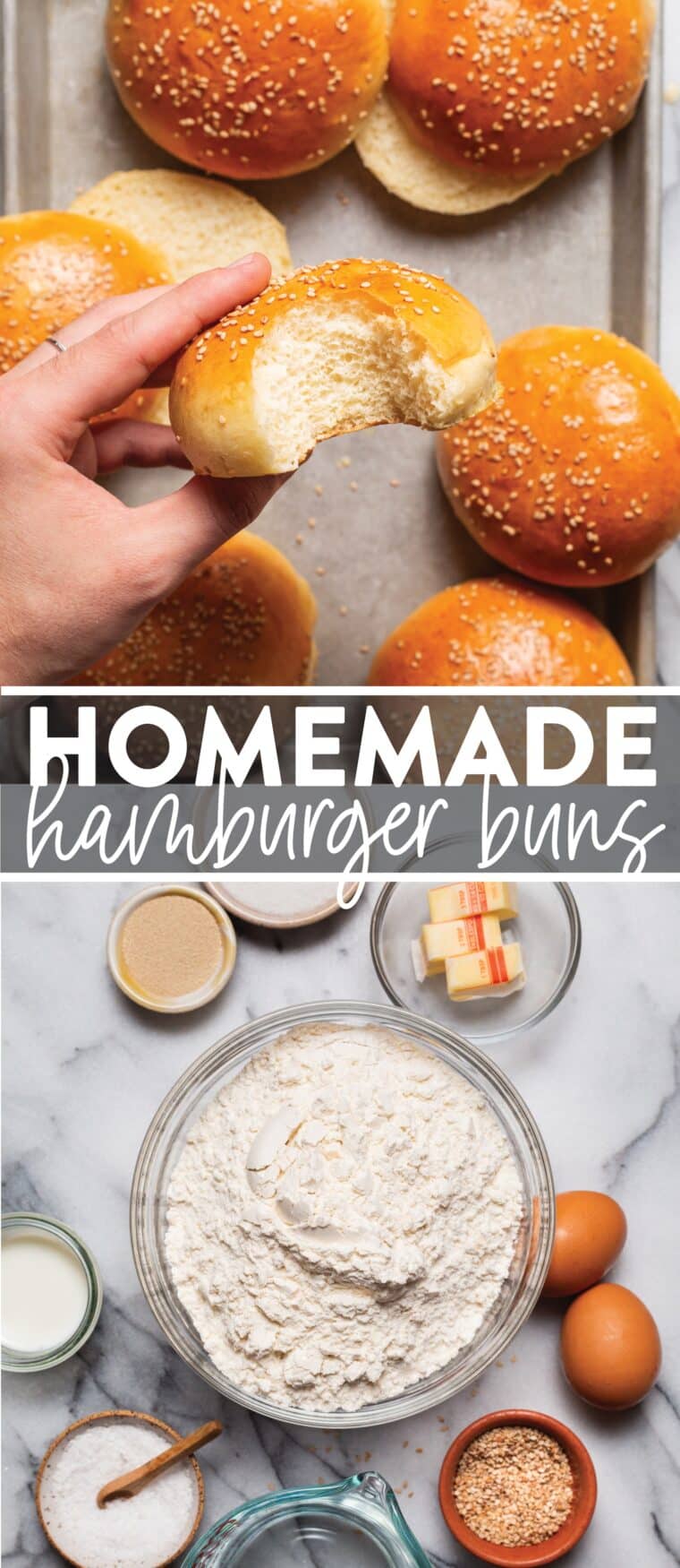 Homemade Hamburger Buns (Light & Fluffy) - THE BEST (and easiest) buns! So soft, pillowy and airy, perfect for any burger or sandwich. You'll never want store-bought buns ever again!
