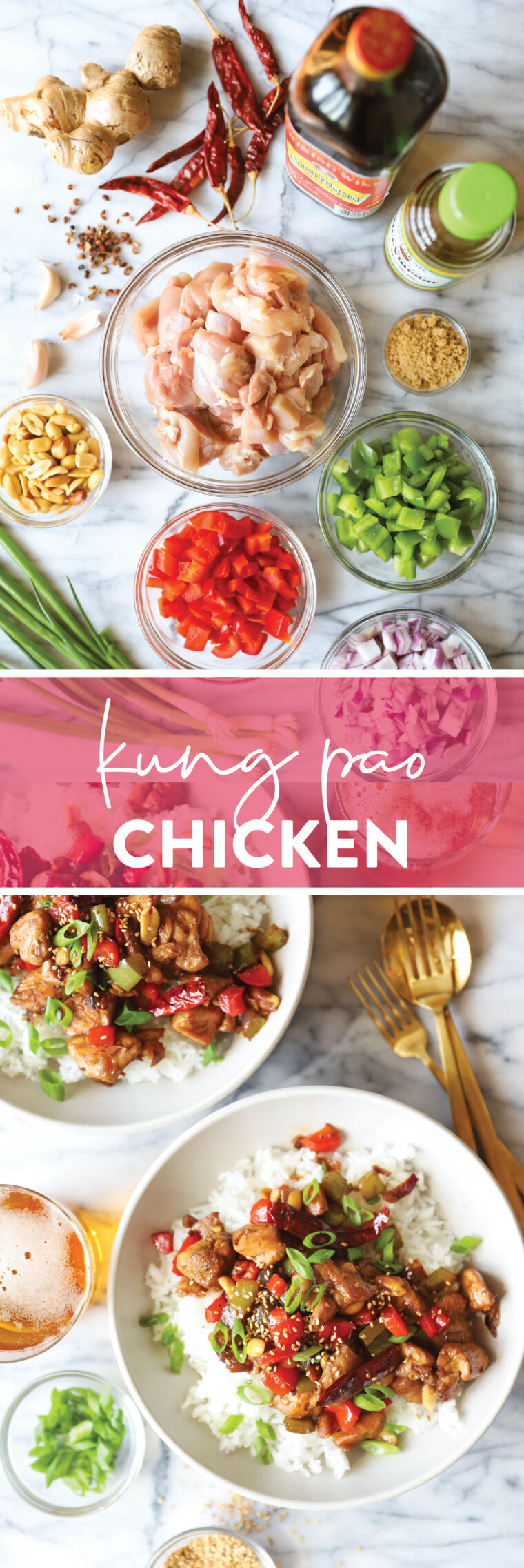 Kung Pao Chicken - Everyone's favorite chicken stir-fry made so easily right at home! Slightly salty, sweet, sour + spicy. A winning combo!