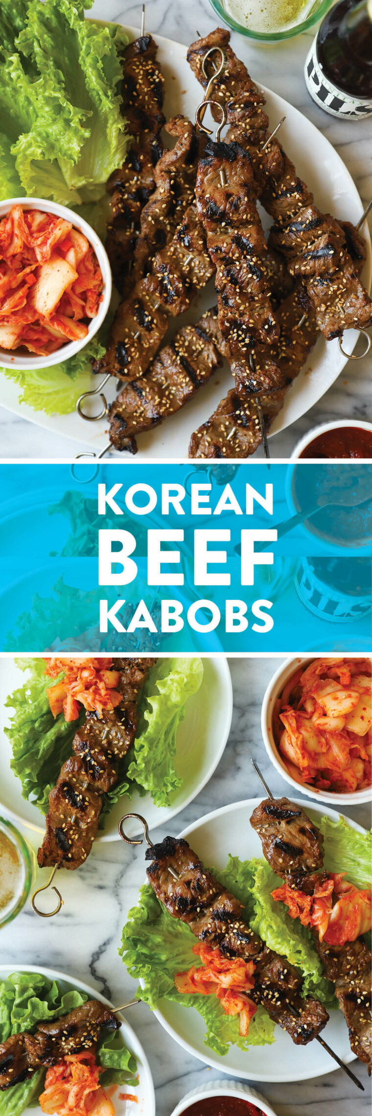 Korean Beef Kabobs - Everyone's favorite Korean BBQ made right at home with the most perfect and easy marinade ever, grilled to perfection.