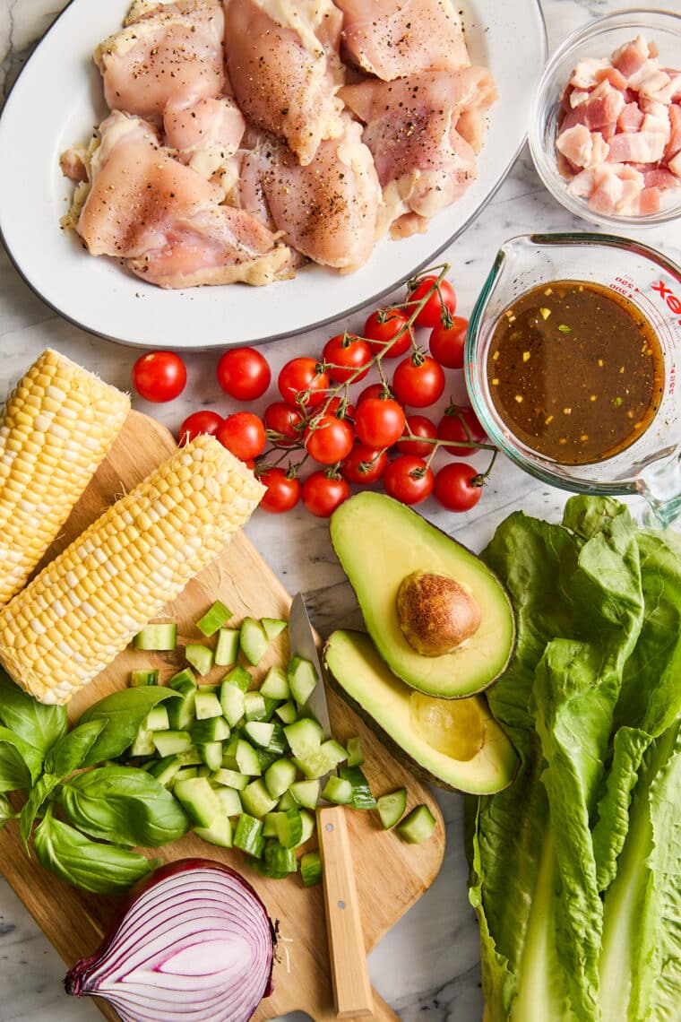 Balsamic Chicken Salad - Made with the juiciest, tender, flavor-packed grilled chicken and a homemade (super easy) balsamic vinaigrette!