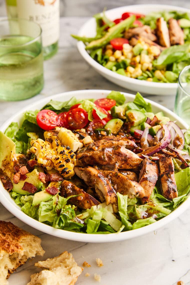 Balsamic Chicken Salad - Made with the juiciest, tender, flavor-packed grilled chicken and a homemade (super easy) balsamic vinaigrette!