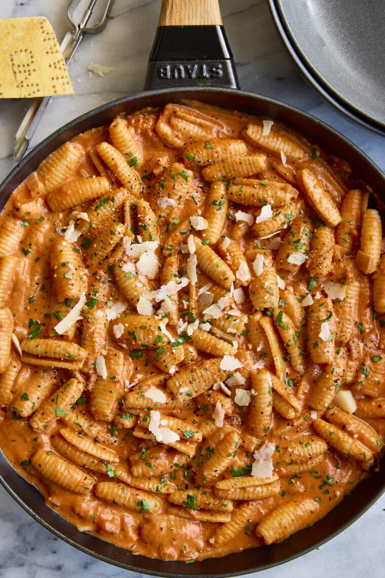 Quick Pasta with Tomato Cream Sauce - Your go-to easy peasy pasta recipe yet fancy enough for company! So luscious, velvety, creamy + saucy!
