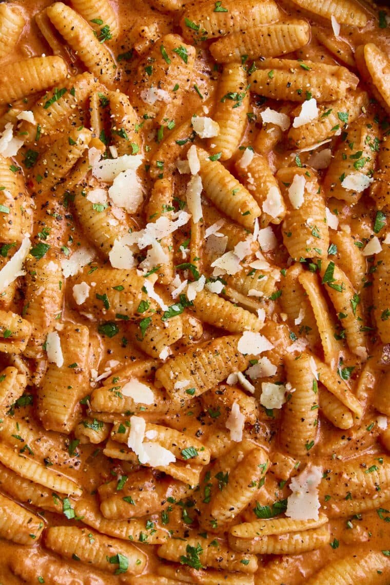 Quick Pasta with Tomato Cream Sauce - Your go-to easy peasy pasta recipe yet fancy enough for company! So luscious, velvety, creamy + saucy!