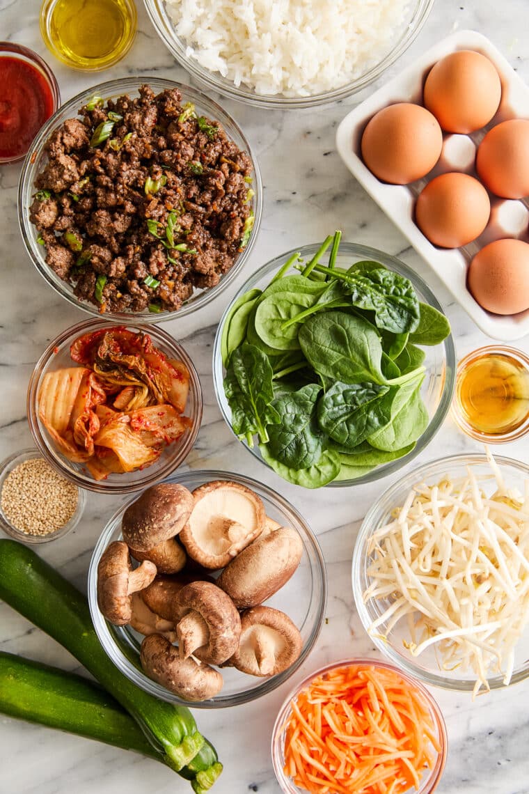 Quick Korean Bibimbap (Korean Rice Bowl) - Easy, make-ahead Korean bibimbap! Perfect for quick dinners during the week, and so customizable!