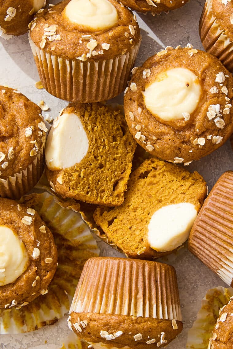 Pumpkin Cream Cheese Muffins (Starbucks Copycat) - Moist, tender pumpkin muffins with a cream cheese filling that will knock your socks off!